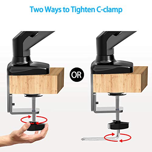 MOUNT PRO Single Monitor Desk Mount - Articulating Gas Spring Monitor Arm, Removable VESA Mount Desk Stand with Clamp and G...