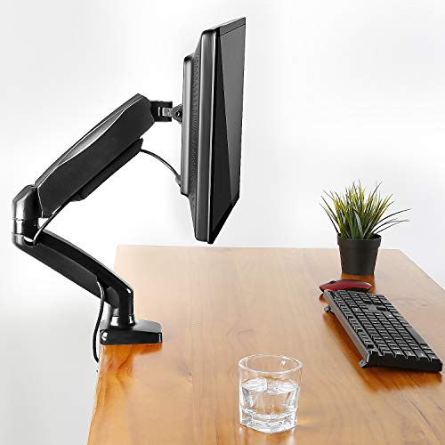 MOUNT PRO Single Monitor Desk Mount - Articulating Gas Spring Monitor Arm, Removable VESA Mount Desk Stand with Clamp and G...