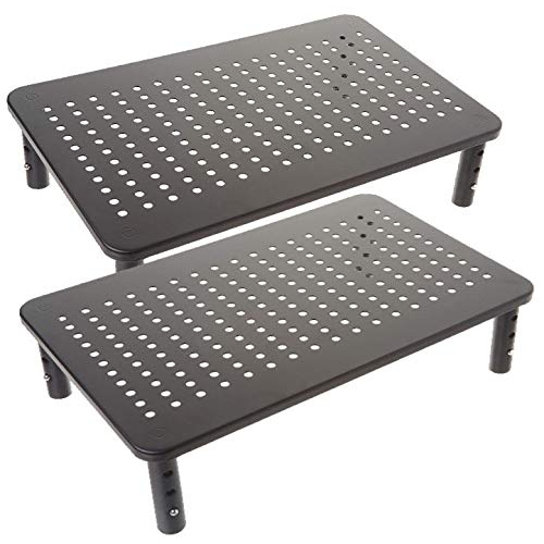 HUSKY MOUNTS  2 Pack Premium Laptop PC Monitor Stand With Sturdy, Stable Metal Construction. Fashionable Riser Height Adjustable Wi... In Black