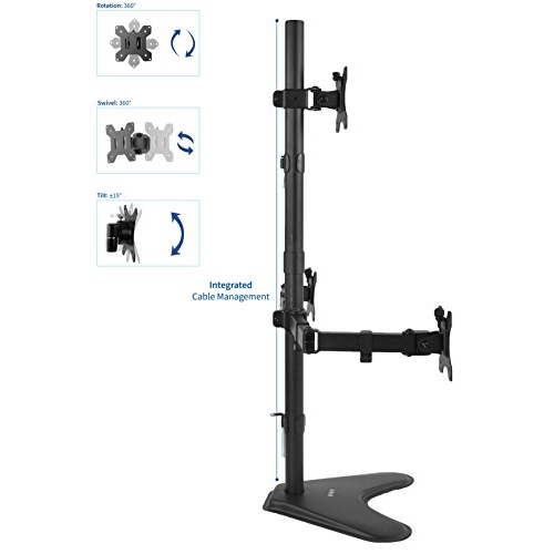 VIVO Triple LCD LED Computer Monitor Desk Stand, Free Standing Heavy Duty Fully Adjustable Mount for 3 Screens up to 30 inc...