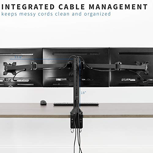 VIVO Black Triple LED LCD Computer Monitor Desk Mount VESA Stand, Heavy Duty Fully Adjustable Tilt, Swivel, and Rotation, f...
