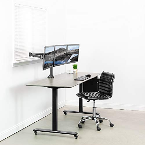 VIVO Black Triple LED LCD Computer Monitor Desk Mount VESA Stand, Heavy Duty Fully Adjustable Tilt, Swivel, and Rotation, f...