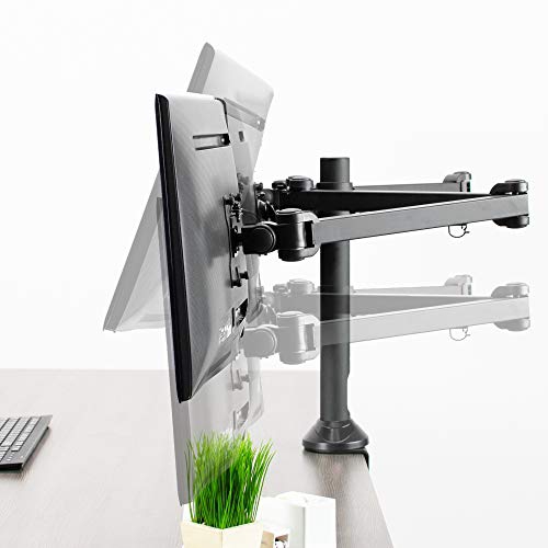 VIVO Black Triple LED LCD Computer Monitor Desk Mount VESA Stand, Heavy Duty Fully Adjustable Tilt, Swivel, and Rotation, f...