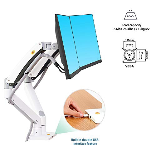 NB North Bayou Dual Monitor Desk Mount Stand Full Motion Swivel Computer Monitor Arm Fits 2 Screens up to 32'' with Load Ca...