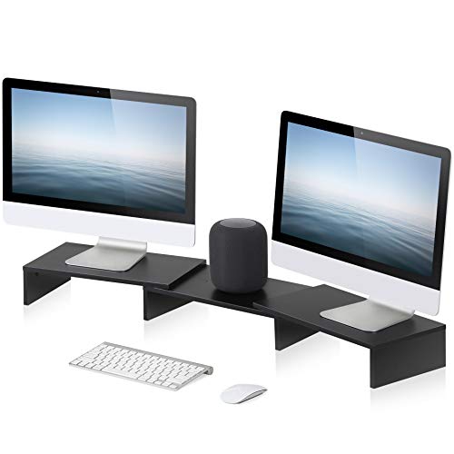 FITUEYES 3 Shelf Monitor Riser Stand Multifunctional Desktop Organizer, Length and Angle Adjustable, Black DT108001WB