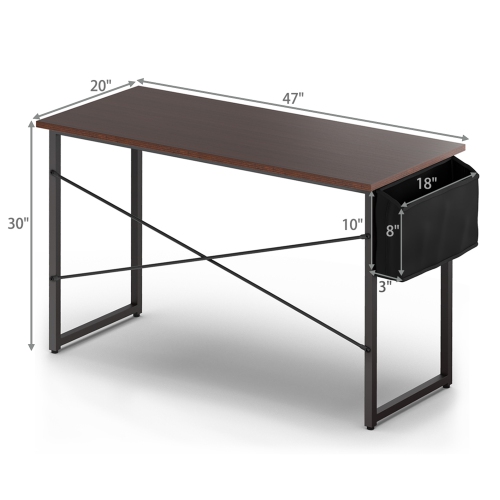 Gymax Modern Computer Desk 40''/47'' Study Writing Table w/ Storage Bag