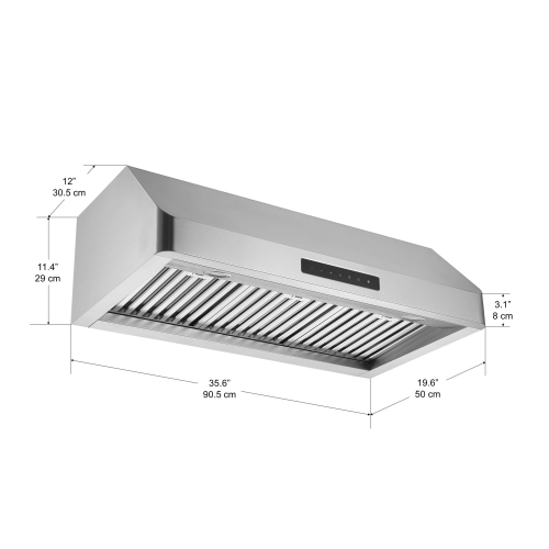 Ancona 36" Pro Series Undercabinet Range Hood in Stainless Steel with Night Light