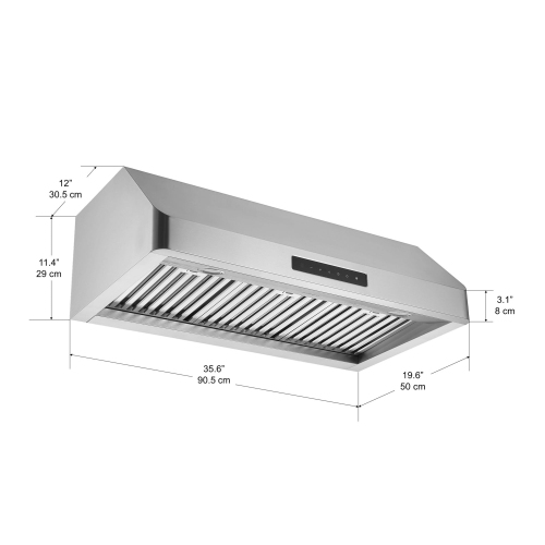 Ancona 36" Pro Series Turbo Undercabinet Range Hood in Stainless Steel with Night Light