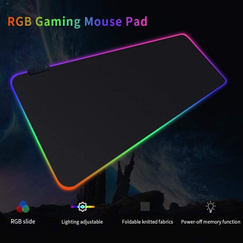 HYFAI RGB Gaming Mouse Pad, Large LED Mice Mat Pad with Multi-Light Modes  and USB Port Non-Slip Rubber Base for Gamers
