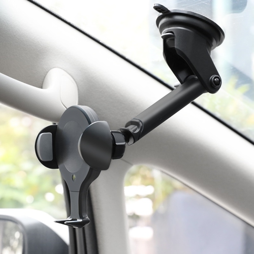 Wireless Charger Car Cell Phone Holder, Qi Fast Wireless Charging Long Arm Vent Dashboard Windshield Phone Holder