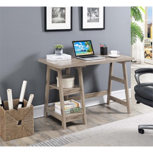 CONVENIENCE CONCEPTS  Designs2Go Trestle Desk In Driftwood Wood Finish