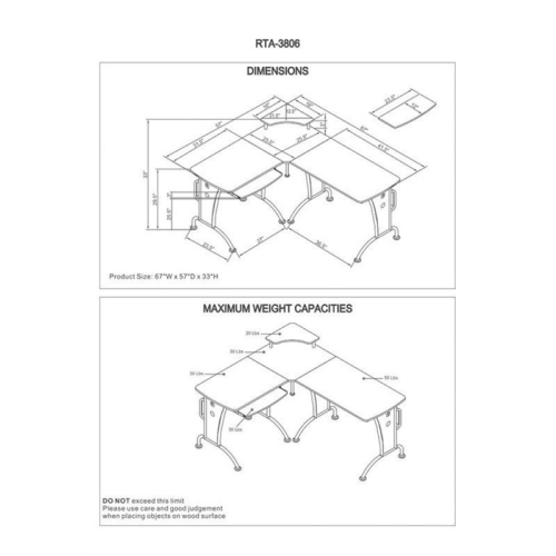 Scranton & Co Wood and Metal L-Shaped Computer Desk in Mahogany