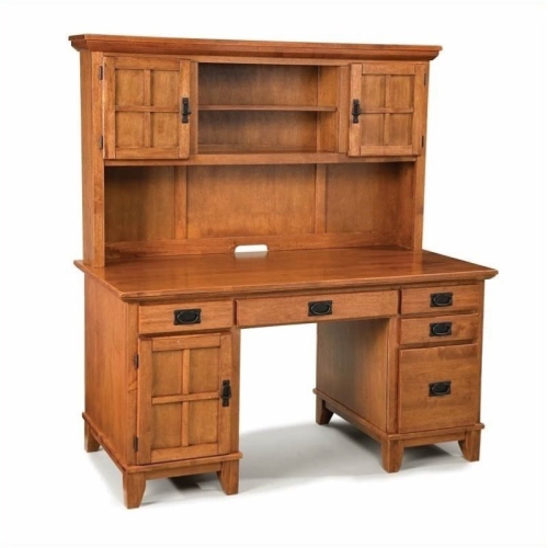 BOWERY HILL  Pedestal Desk And Hutch Cottage In Oak