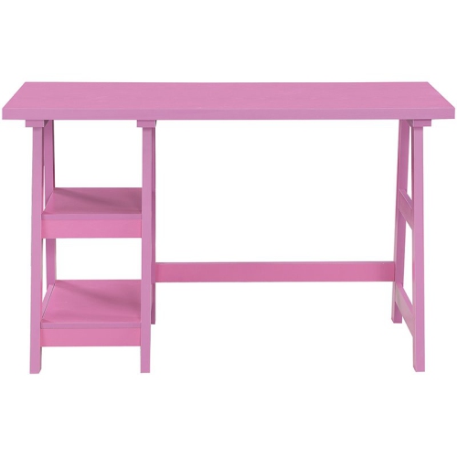Convenience Concepts Designs2Go Trestle Writing Desk in Pink Wood Finish