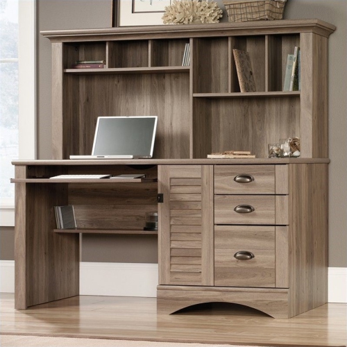 Scranton & Co Computer Desk with Hutch in Salt Oak