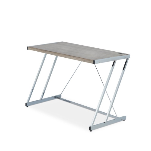 ACME FURNITURE  Acme Finis Writing Desk With USB Dock In Weathered Oak And Chrome