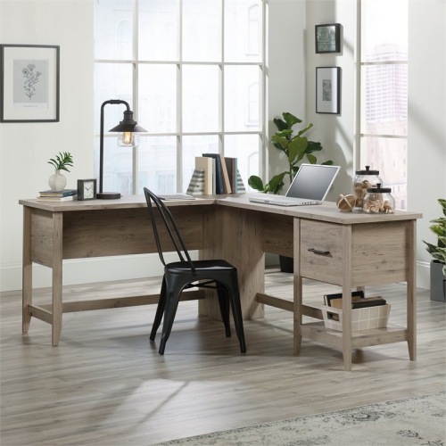 Sauder Summit Station Contemporary Wood L-Shape Computer Desk in Laurel Oak