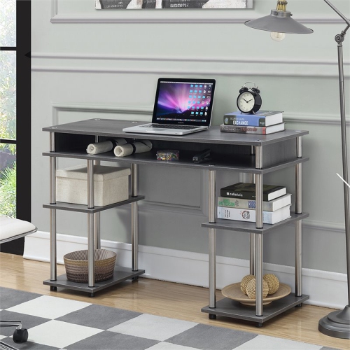 Convenience Concepts Designs2Go Writing Desk in Charcoal Gray Wood Finish
