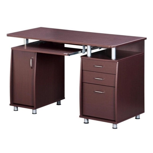 PEMBERLY ROW  48"w Super Storage Computer Office Desk In Chocolate