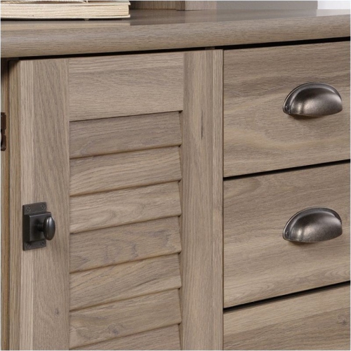 Pemberly Row Computer Desk with Hutch in Salt Oak