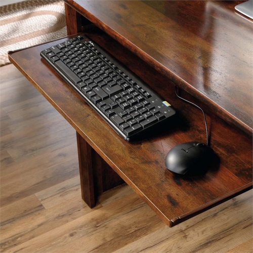 Sauder Harbor View Traditional Wood Computer Desk with Hutch in Curado Cherry
