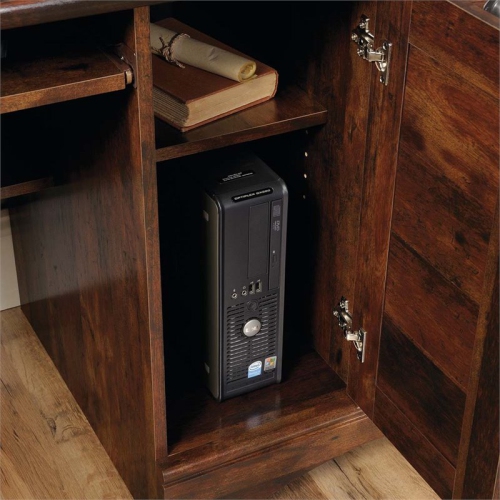 Sauder Harbor View Traditional Wood Computer Desk with Hutch in Curado Cherry