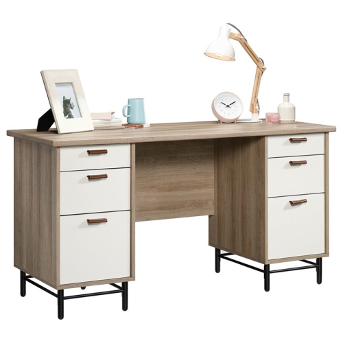 Sauder Anda Norr Executive Desk in Sky Oak and White