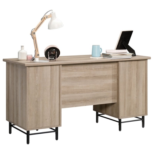 Sauder Anda Norr Executive Desk in Sky Oak and White