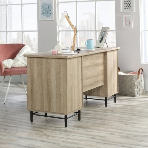Sauder Anda Norr Executive Desk in Sky Oak and White