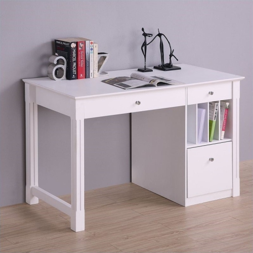 Pemberly Row Solid Wood Desk in White