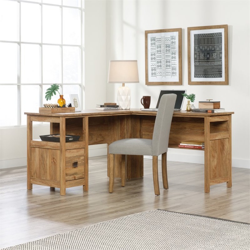 Sauder Cannery Bridge Engineered Wood L Shaped Desk in Sindoori Mango/Natural