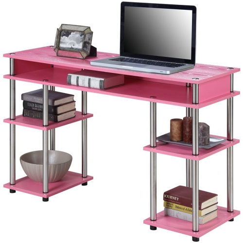 Convenience Concepts Designs2Go No Tools Student Desk in Pink Wood Finish