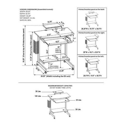 Scranton & Co Wood Top Computer Work Station in Espresso