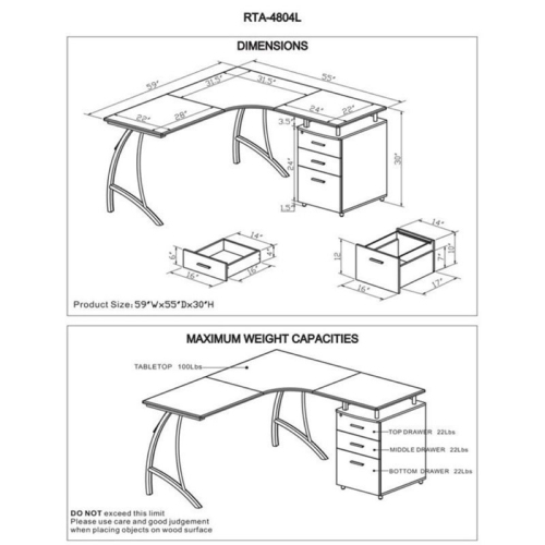 Scranton & Co L-Shaped Corner Desk with File Cabinet in Espresso