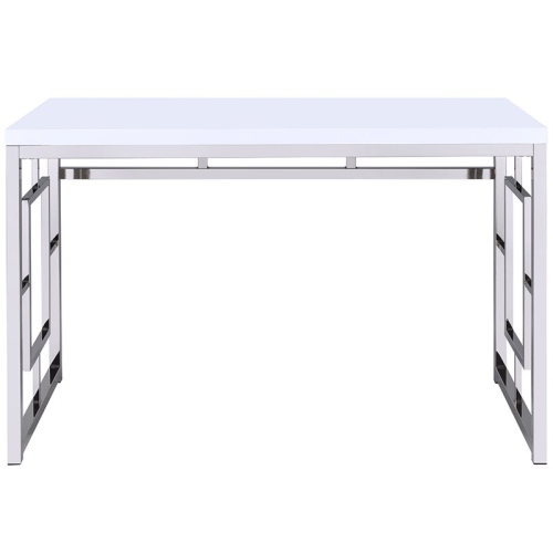 Steve Silver Alize Writing Desk in White and Chrome Metal