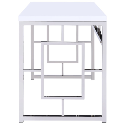 Steve Silver Alize Writing Desk in White and Chrome Metal