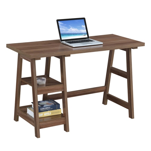 Convenience Concepts Designs2Go Trestle Writing Desk in Cappuccino Wood Finish