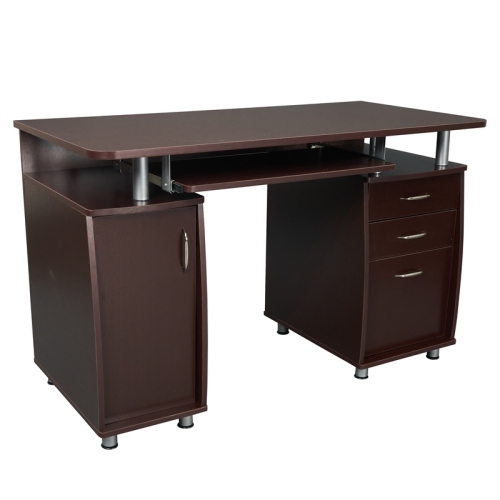 Scranton & Co 4 Drawer Computer Office Desk with Storage in Chocolate