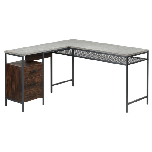 SAUDER  Market Commons Engineered Wood And Metal L-Shaped Desk In Rich Walnut