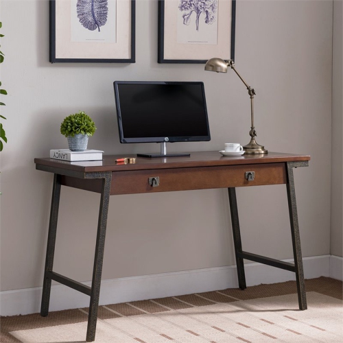 Bowery Hill Computer Desk in Walnut and Foundry Bronze