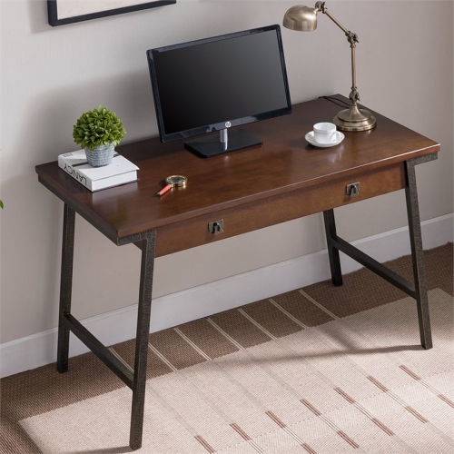 Bowery Hill Computer Desk in Walnut and Foundry Bronze