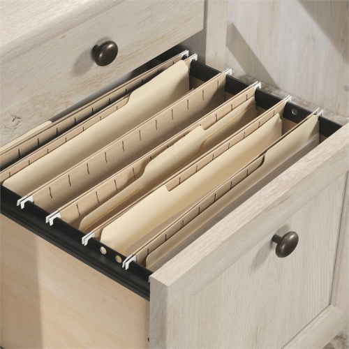 Sauder Edge Water Engineered Wood L-Shaped Desk in Chalked Chestnut