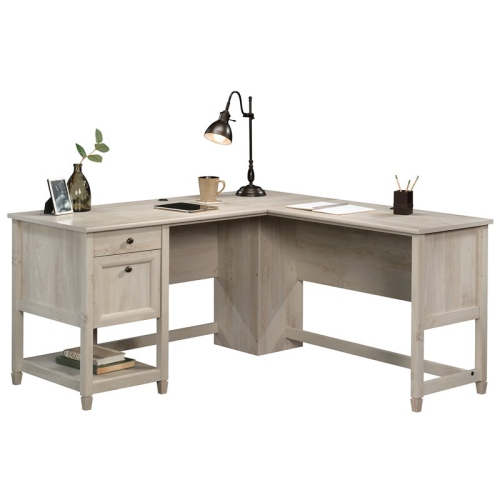 Sauder Edge Water Engineered Wood L-Shaped Desk in Chalked Chestnut