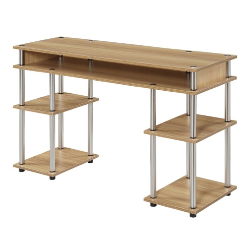 Convenience Concepts Designs2Go No-Tools Student Desk in Light Oak Wood Finish