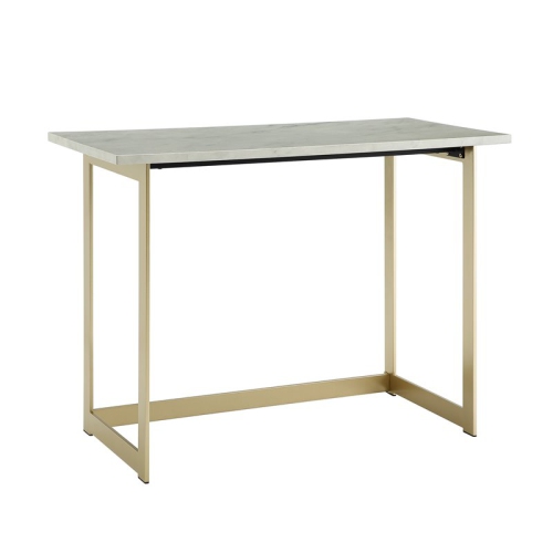 PEMBERLY ROW  42" Faux Marble Writing Desk In And Gold In White