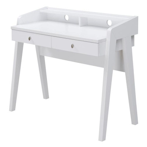 Convenience Concepts Newport Deluxe Two-Drawer Desk in White Wood Finish