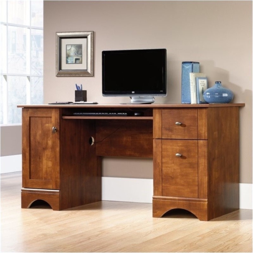 BOWERY HILL  Transitional Wood Computer Desk In Brushed Maple