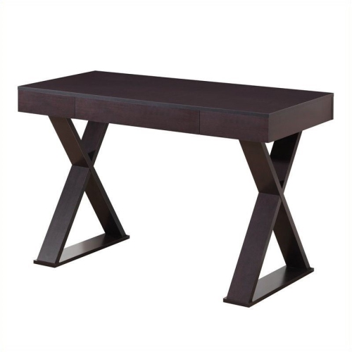 Pemberly Row Trendy Desk with Drawer in Espresso