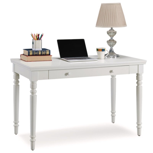 Bowery Hill Home Office Writing Desk with Center Drawer in White