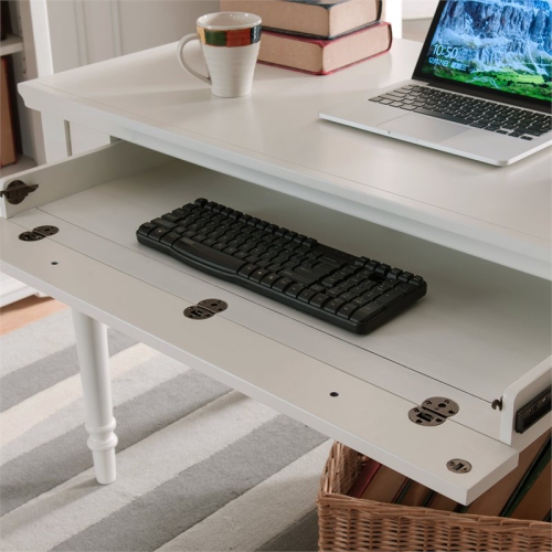 Bowery Hill Home Office Writing Desk with Center Drawer in White